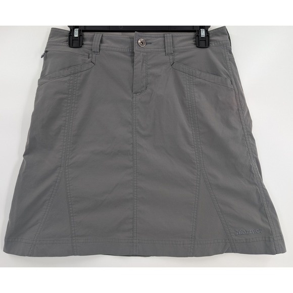 Marmot Gray Hiking Riley Skirt size 6 Stretch Pockets Outdoor Nylon Spandex - Picture 2 of 8